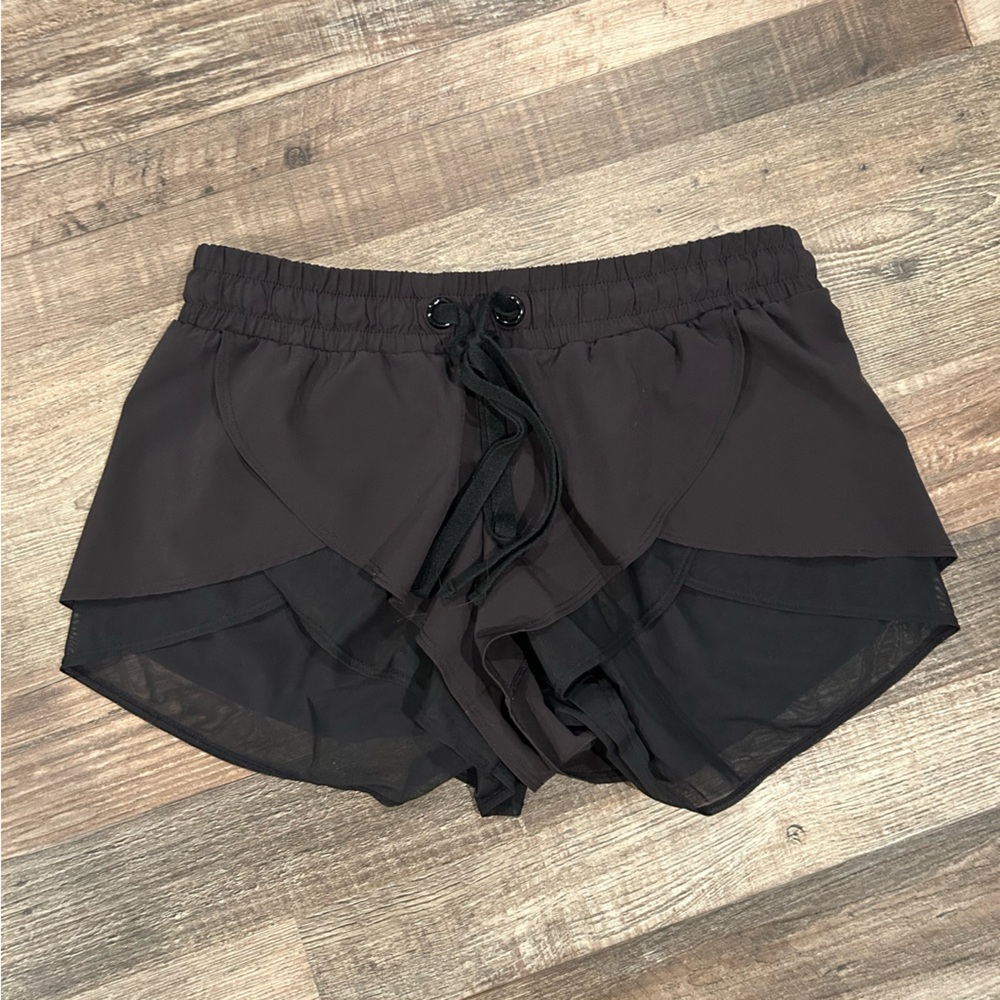 POPFLEX Flyaway Black Layered Athletic Shorts
